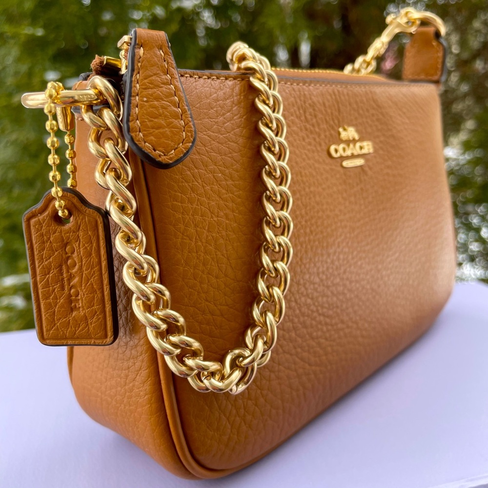 Coach Pebbled Leather Shoulder Bag in Penny/Gold - Picture 8 of 10